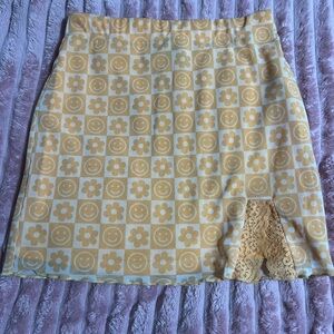 Orange Floral Patterned Skirt